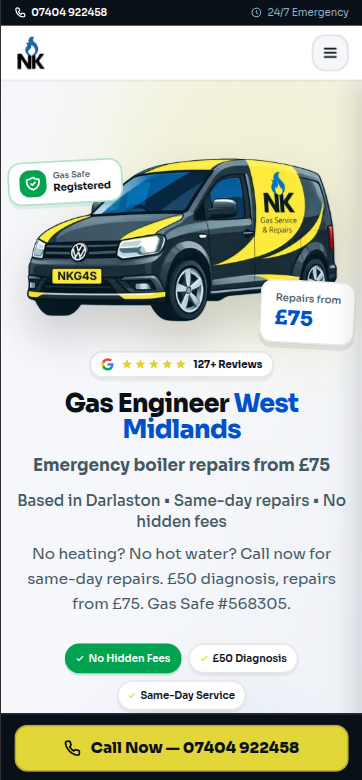 NK Gas Services mobile website